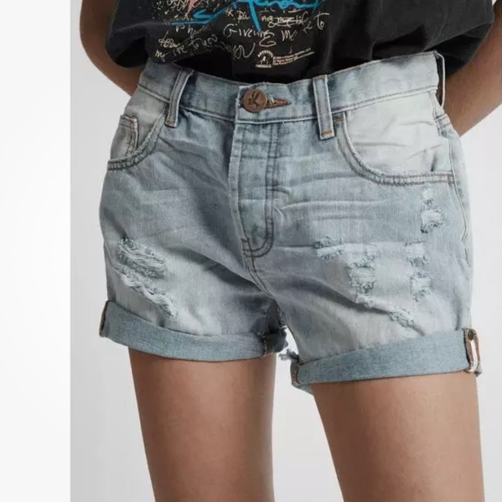 ONE x One Teaspoon  Florence Charger Denim Distressed Short Sz 28